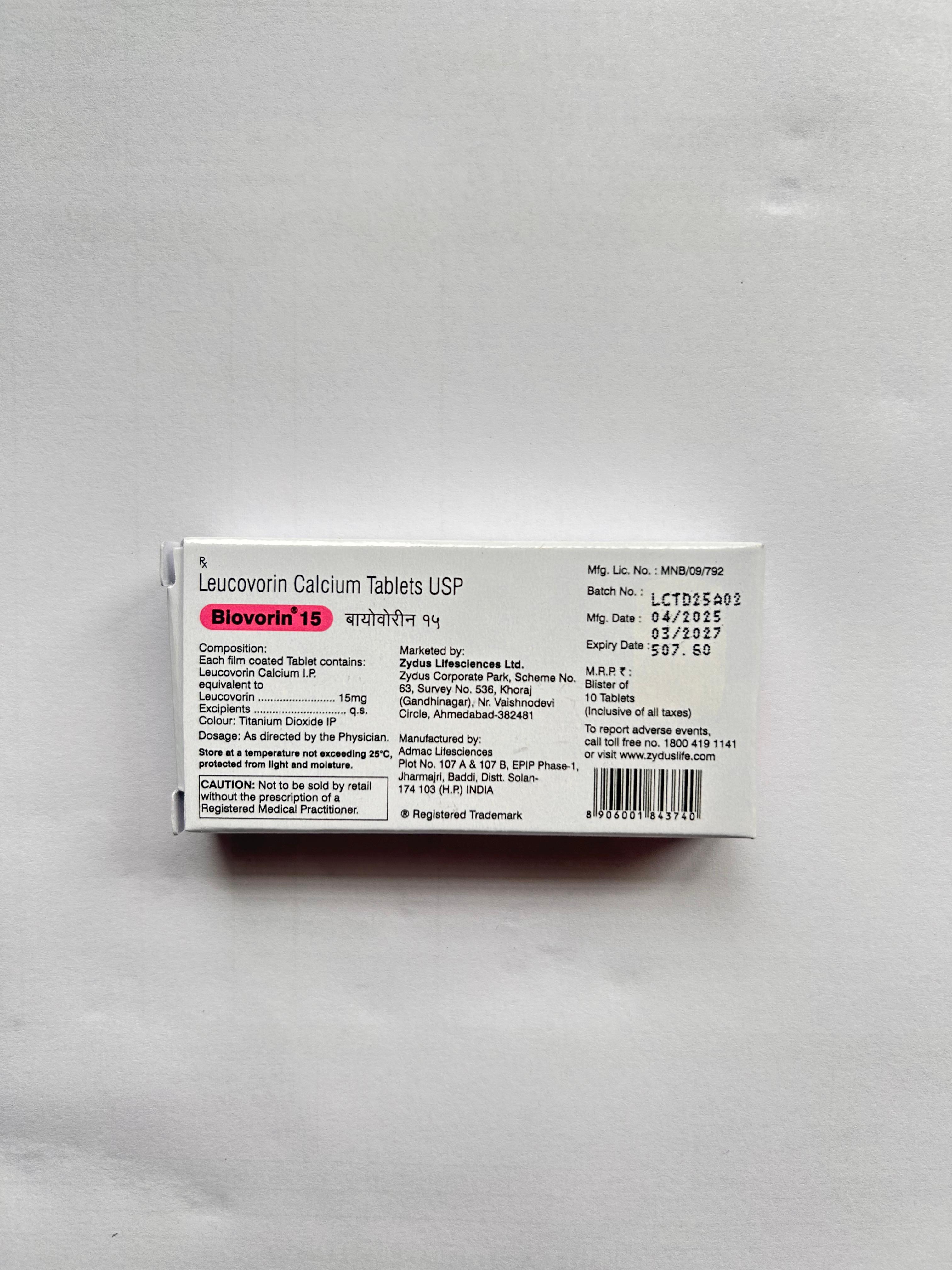 BIOVORIN 15MG TAB 10TAB